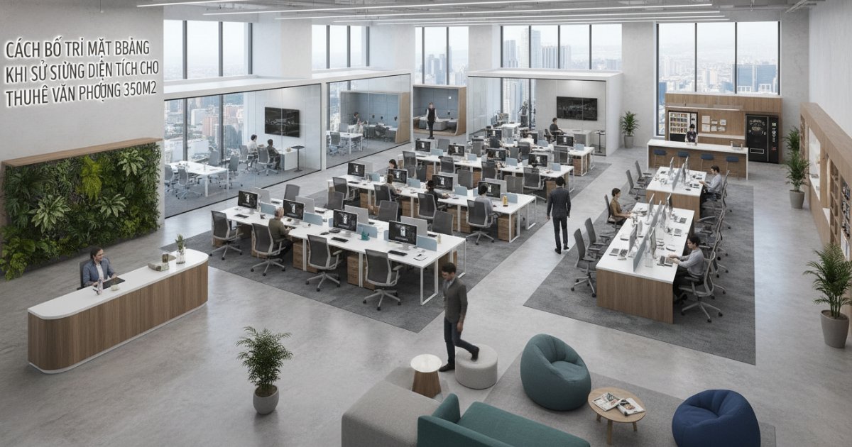 Cách bố trí mặt bằng khi sử dụng diện tích cho thuê văn phòng 350m2