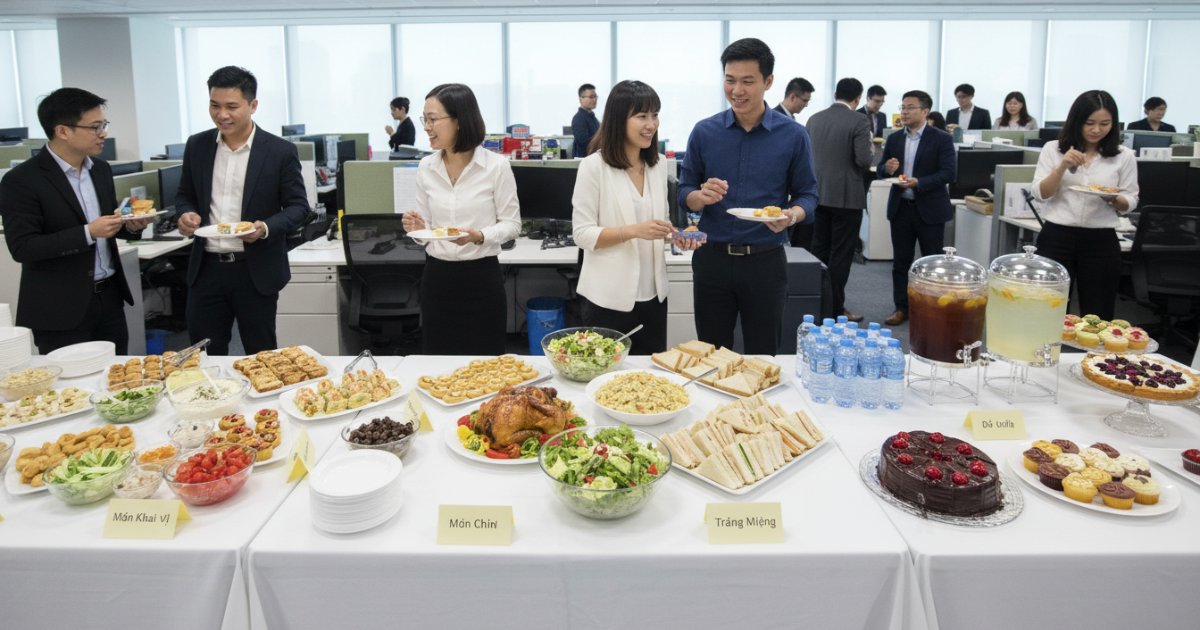 Kinh nghiệm sắp xếp các món ăn liên hoan tại văn phòng sao cho hợp lý