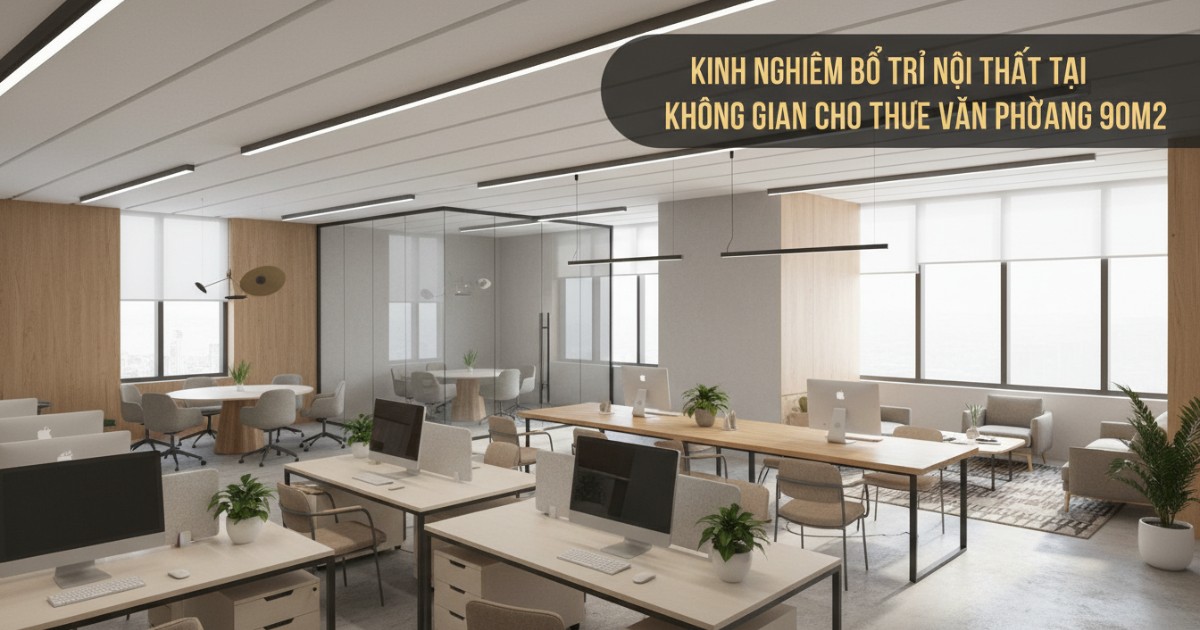 Kinh nghiệm bố trí nội thất tại không gian cho thuê văn phòng 90m2