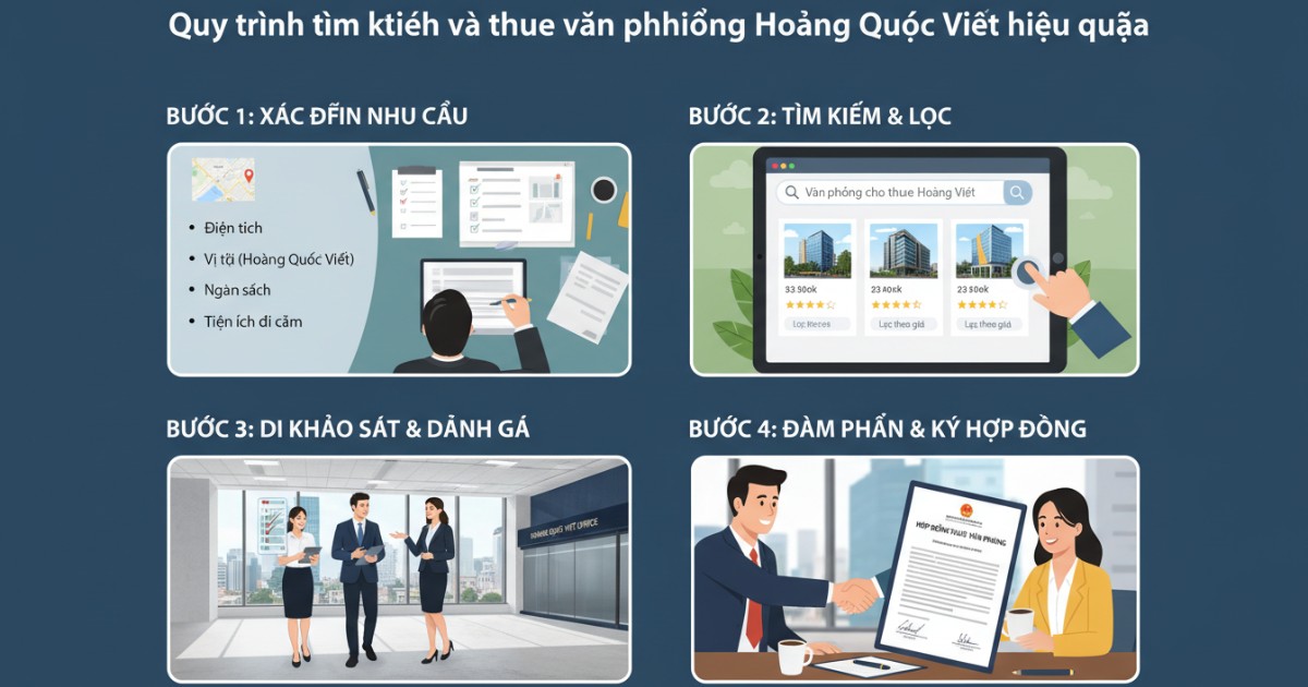 Quy trình tìm kiếm và thuê văn phòng Hoàng Quốc Việt hiệu quả