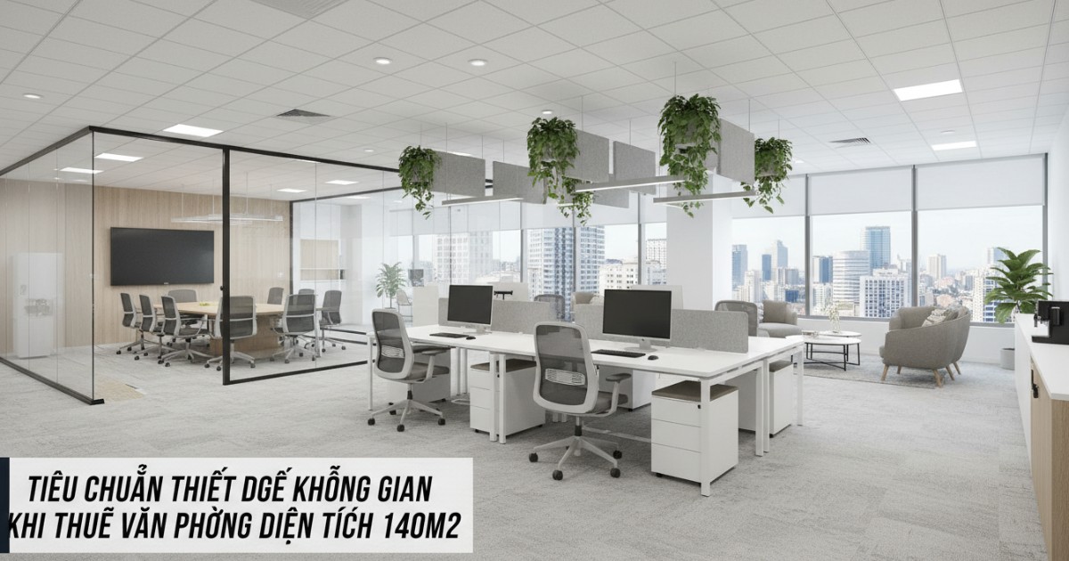 Tiêu chuẩn thiết kế không gian khi thuê văn phòng diện tích 140m2