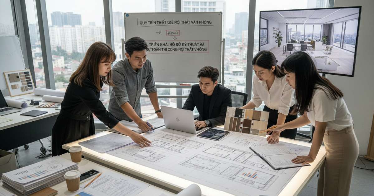 Triển khai hồ sơ kỹ thuật và dự toán thi công nội thất văn phòng